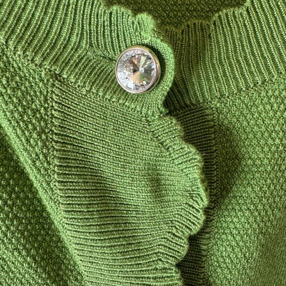 Unique Vintage Green Cardigan w/ Peach Embroidery – 2X/3X - Picture 8 of 11